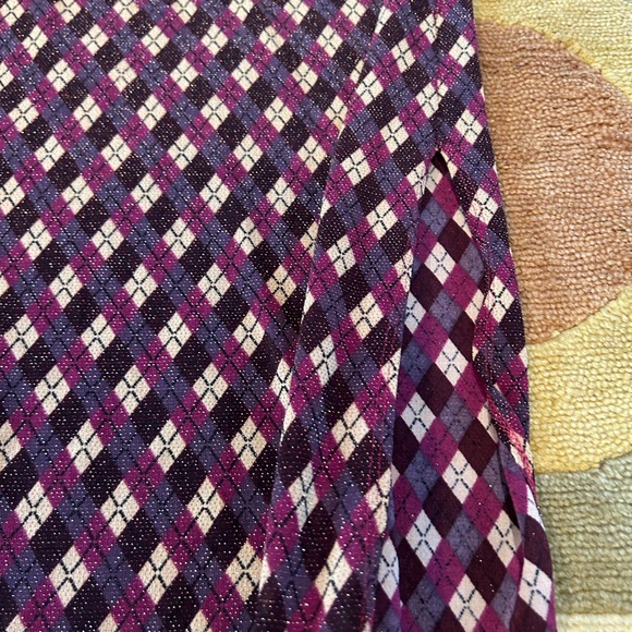 10 for $15 Top Secret Y2K Argyle Pattern Glitter Belted Long Skirt Side Slit - Picture 2 of 8
